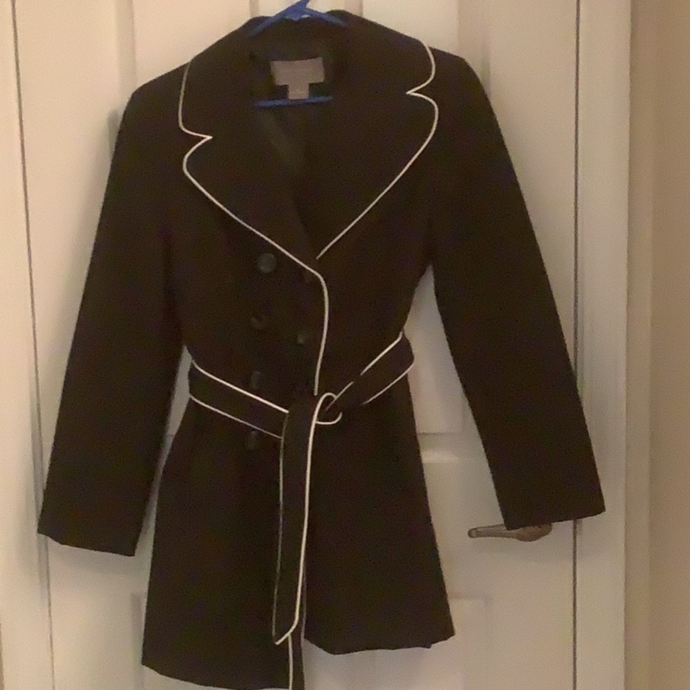 Petite Navy knee length Trench Coat